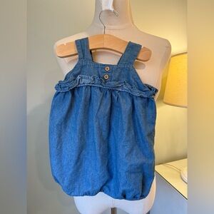 Tahari Baby Chambray Denim Romper w/ Top Ruffle‎ - size 18 mos.